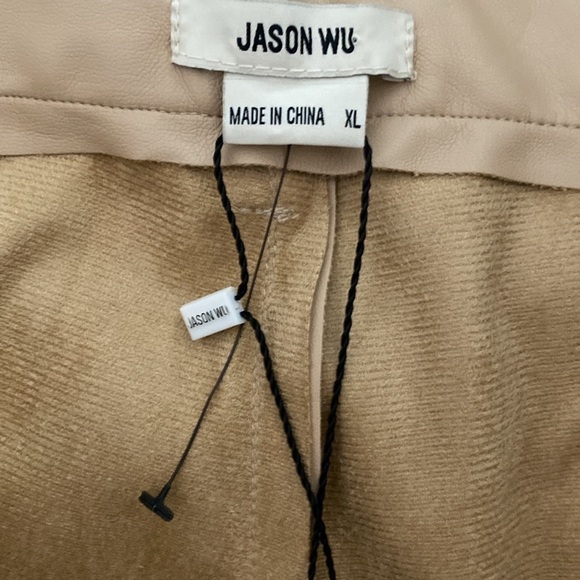 Jason Wu pants tan pleather zip up women’s XL extra large NWT - Picture 8 of 9